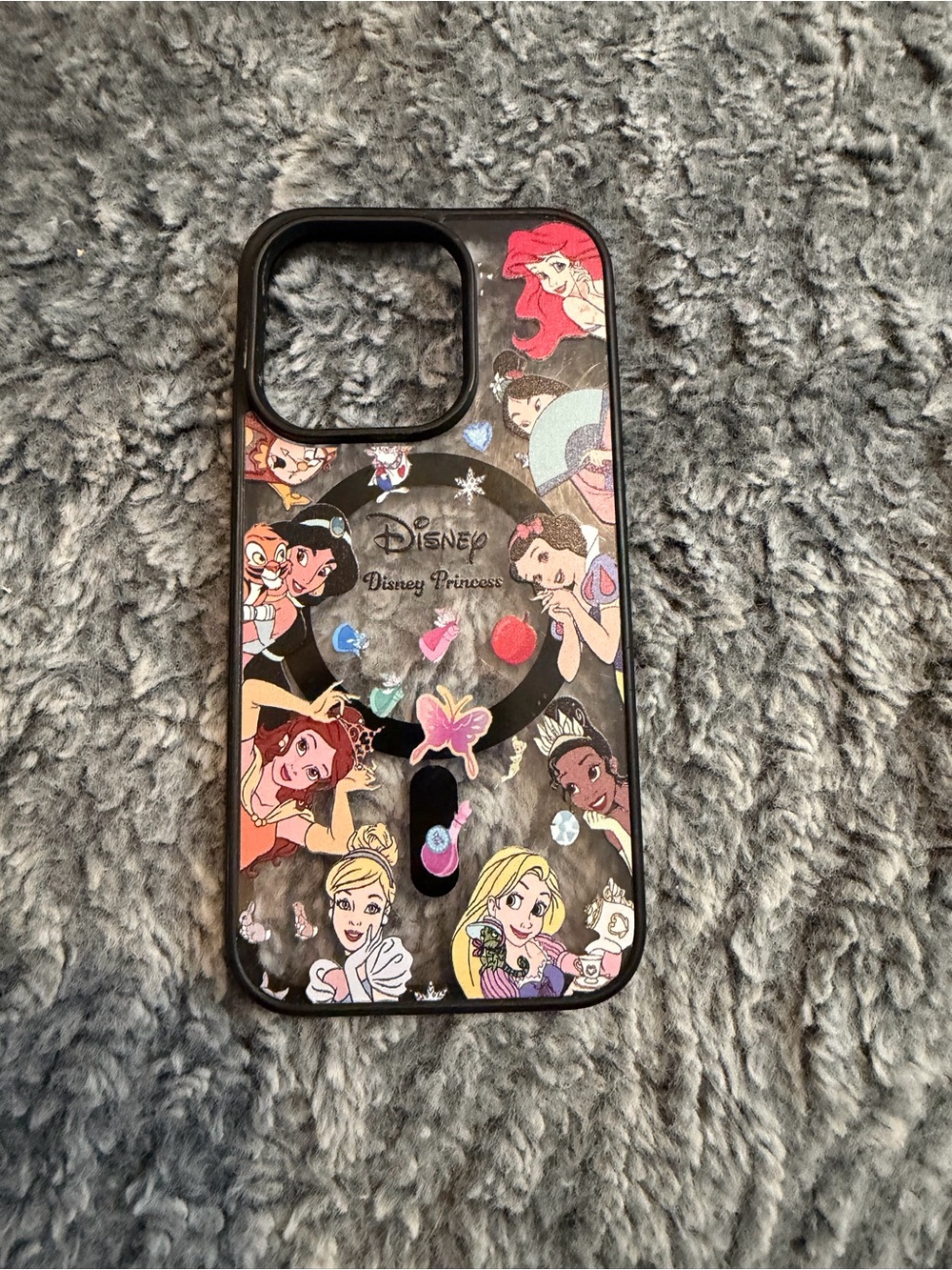 Disney Princess Black Phone Case with Colorful Princess Artwork